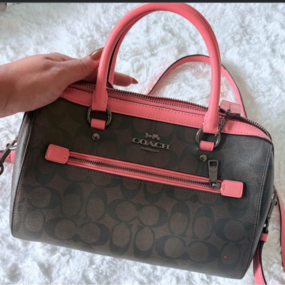 Coach Signature Brown and Pink Satchel